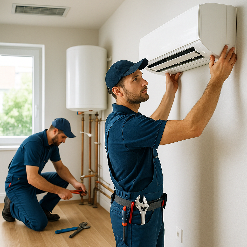 Plomberie 1 Technicien installant un chauffage en Île-de-France avec ECC THERMIQUE
